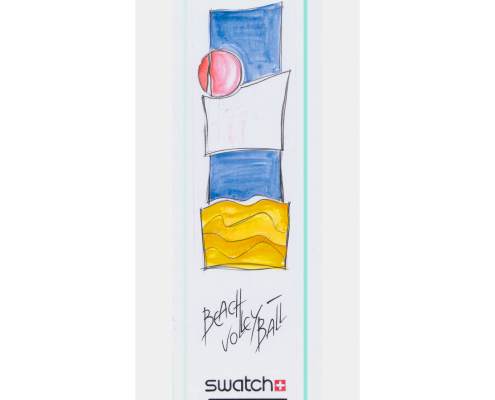 Glasstele Beach Volleyball l Entwurfskizze -Collage-Glasmalerei-Glasdesign