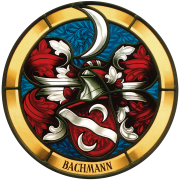 Familienwappen Bachmann Bleiverglasung-Wappenscheibe -Glasmalerei