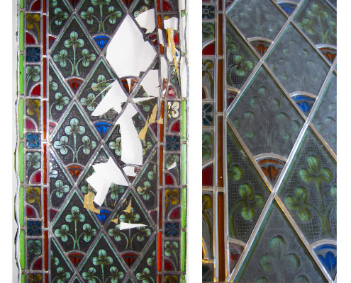 Restauration Fenster mit Bleiverglasung -Glasmalerei